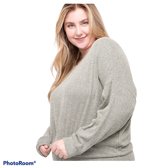 🎄🎁Ribbed Dolman Sleeve Loungewear Set - Picture 4 of 13